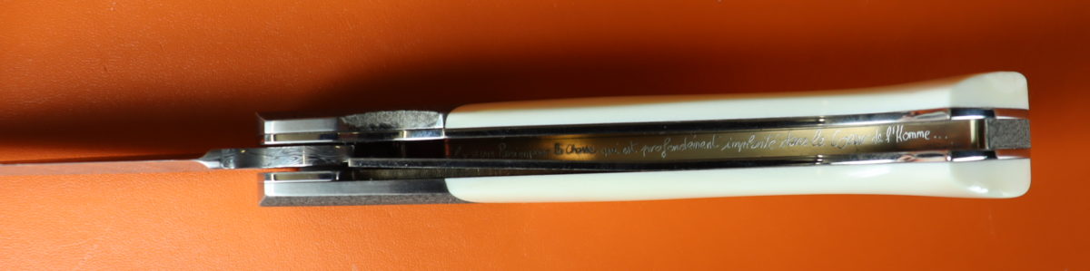 Couteau Mitre gravure éléphant/phaco lame damas